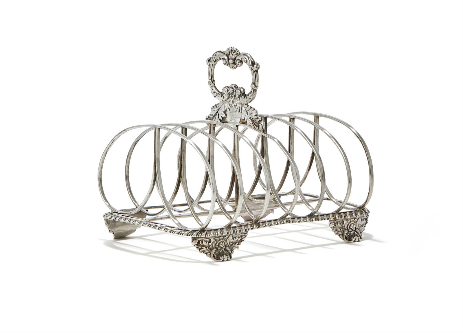 A GEORGE IV SILVER SIX DIVISION TOAST RACK (1 of 3)