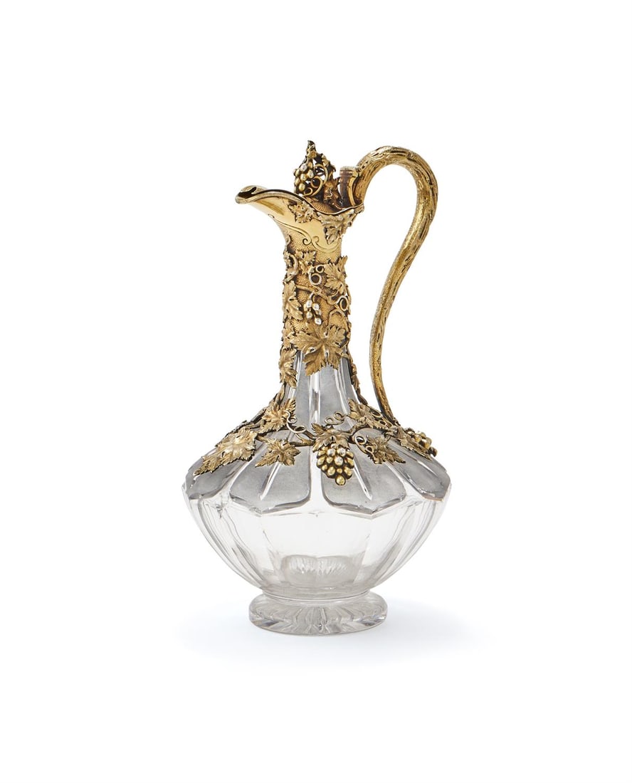 A VICTORIAN SILVER GILT MOUNTED AND GLASS CLARET JUG (1 of 4)