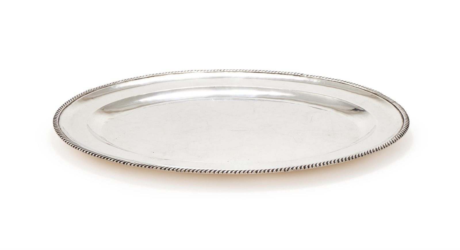 A SILVER OVAL MEAT PLATE (1 of 2)