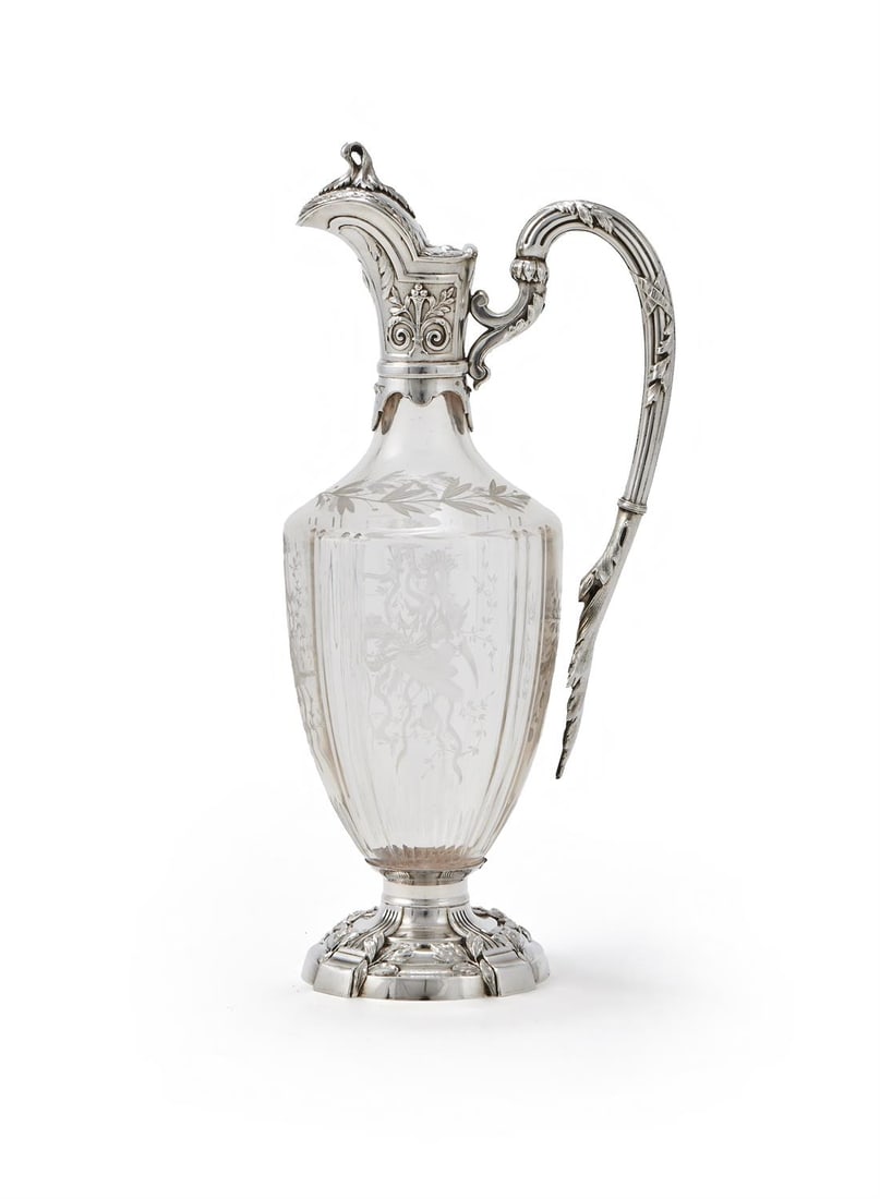 A FRENCH SILVER MOUNTED CUT GLASS EWER (1 of 3)