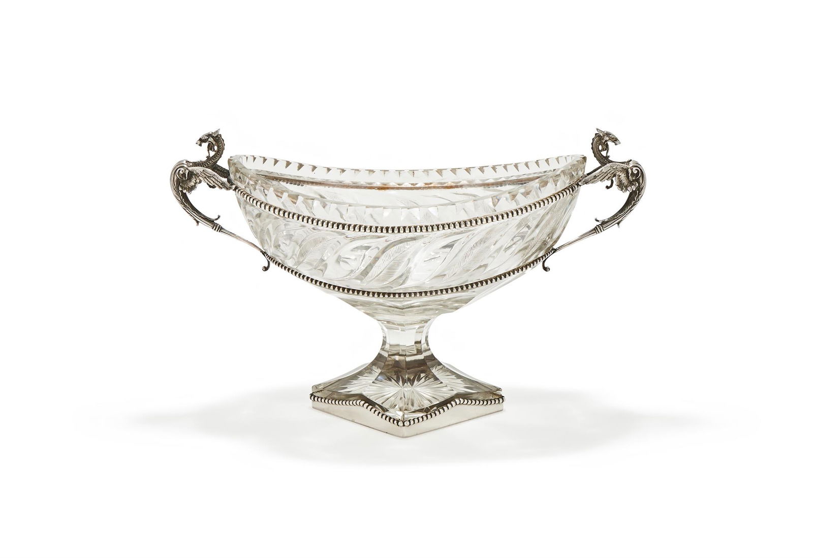 A FRENCH SILVER MOUNTED AND GLASS BOWL (1 of 2)