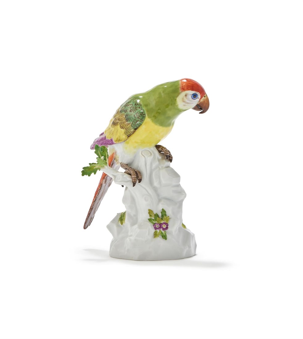 MEISSEN, A MODEL OF A GREEN PARAKEET (1 of 4)