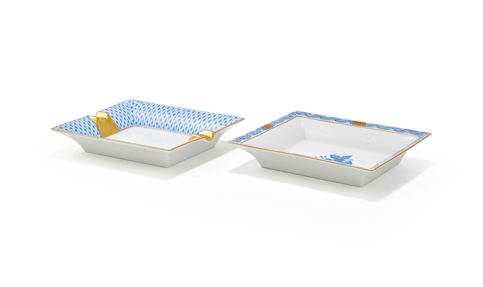 HEREND, TWO RECTANGULAR CERAMIC POCHES VIDES - 2