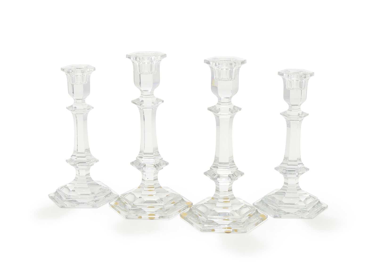 BACCARAT, TWO PAIRS OF GLASS CANDLESTICKS (1 of 2)