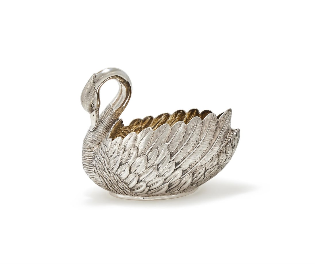 AN ITALIAN SILVER FIGURE OF A SWAN (1 of 3)