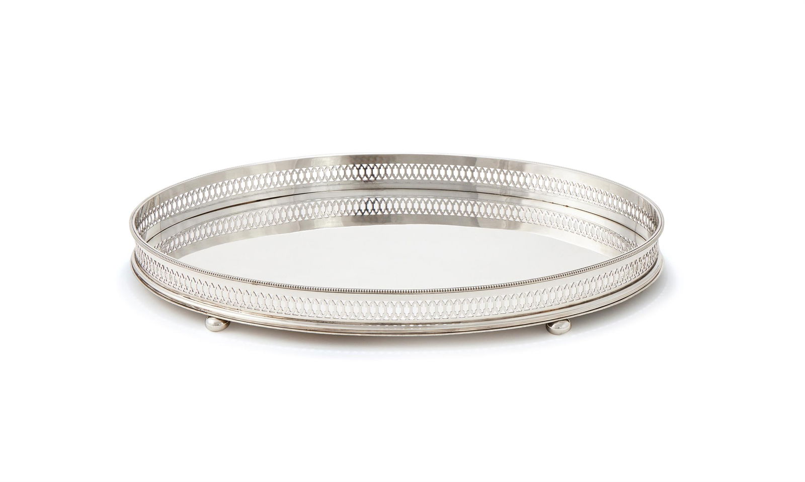 A SILVER OVAL TRAY (1 of 3)