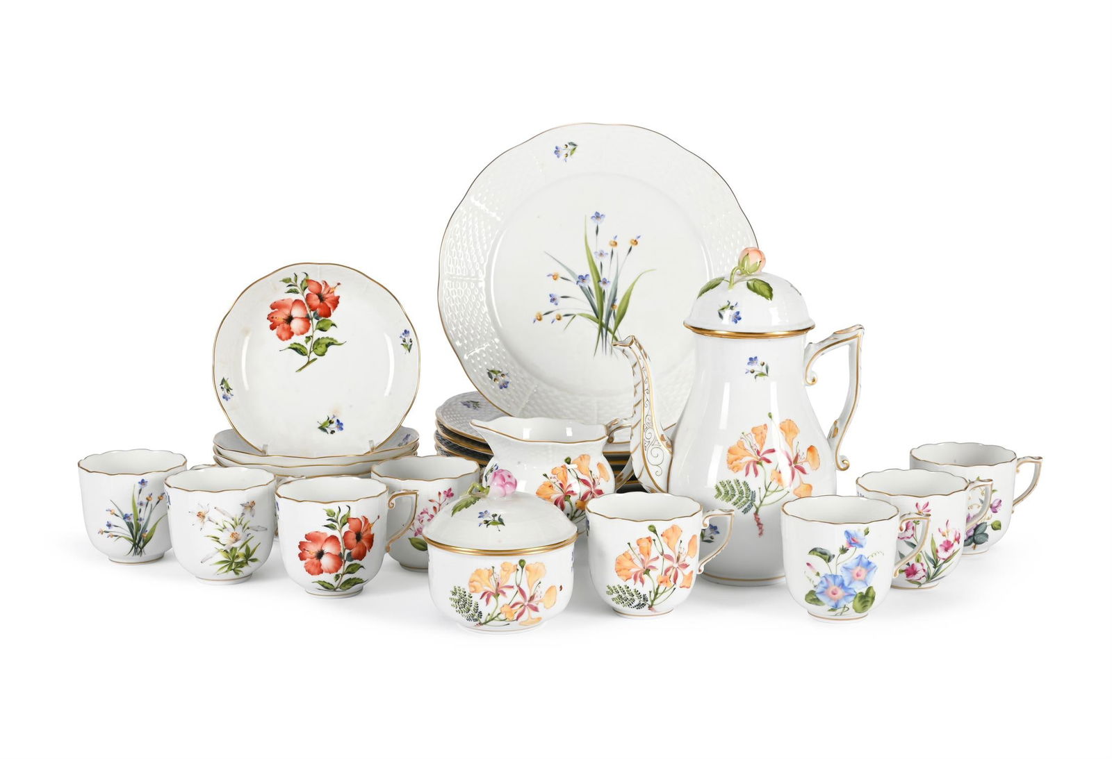 HEREND, AMERICAN WILD FLOWERS PATTERN, A PORCELAIN PART COFFEE SERVICE (1 of 5)