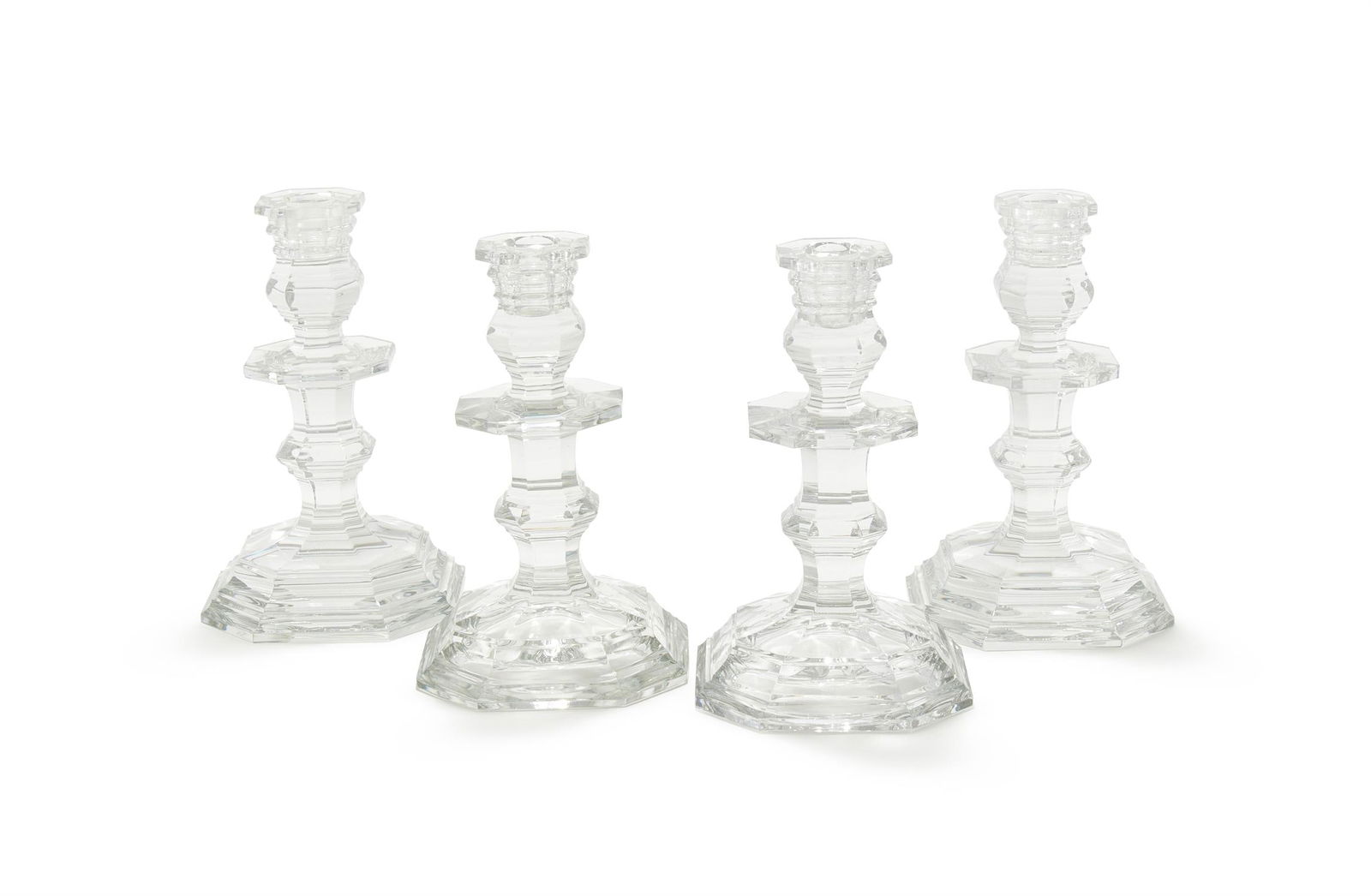 BACCARAT, TWO PAIRS OF GLASS CANDLESTICKS (1 of 2)