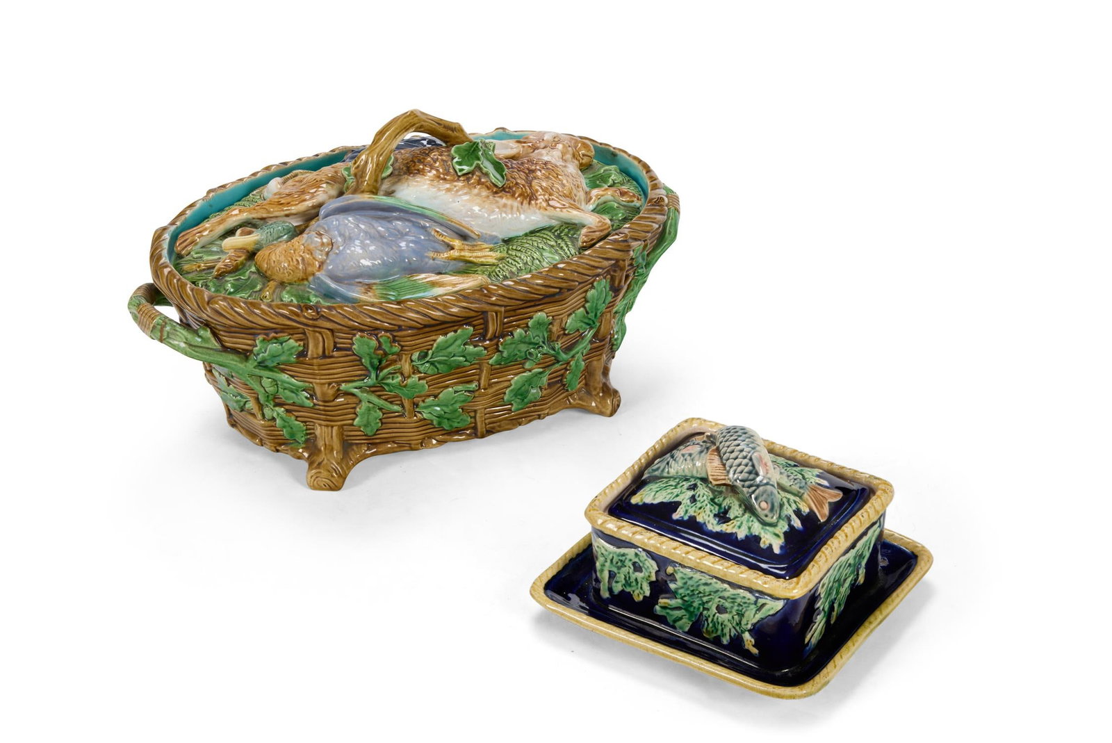 A MINTON MAJOLICA GAME PIE TUREEN AND COVER, DATE CODE FOR 1871 (1 of 1)