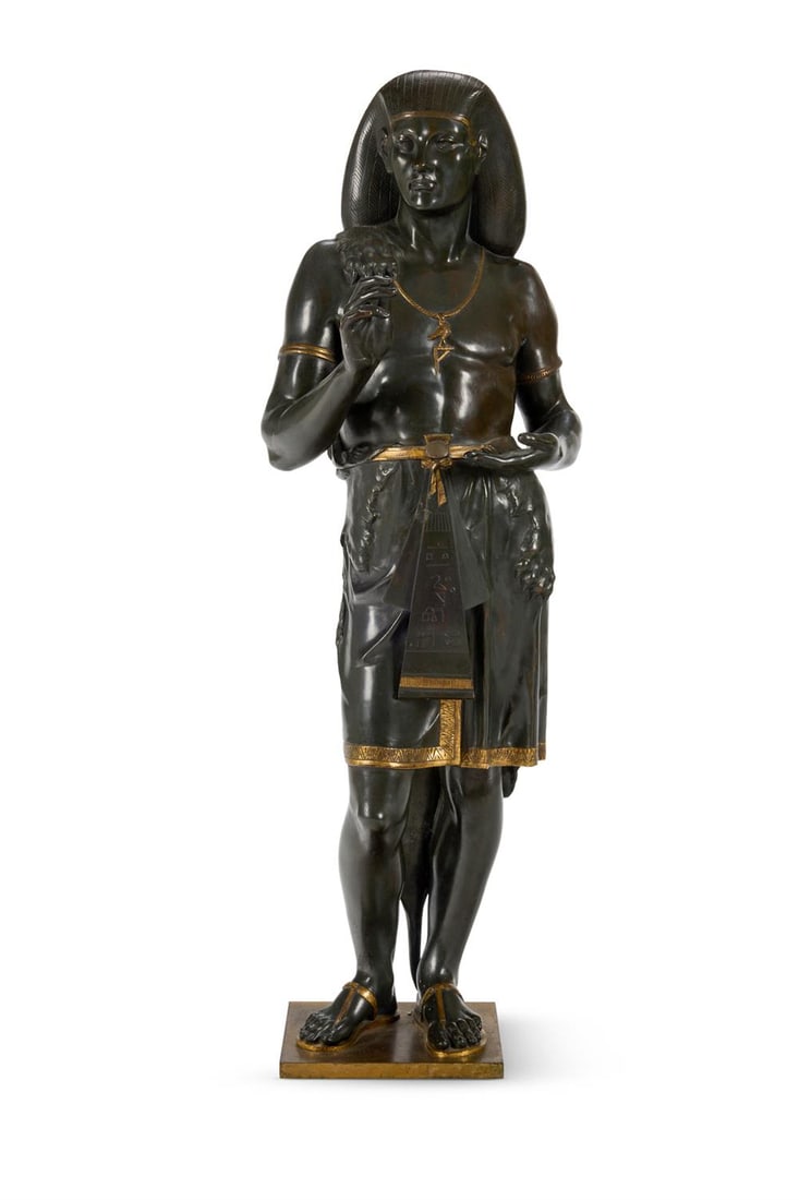 EMILE LOUIS PICAULT (FRENCH, 1833-1915), A LARGE GILT AND PATINATED BRONZE FIGURE 'HIEROGRAMMATE' (1 of 3)