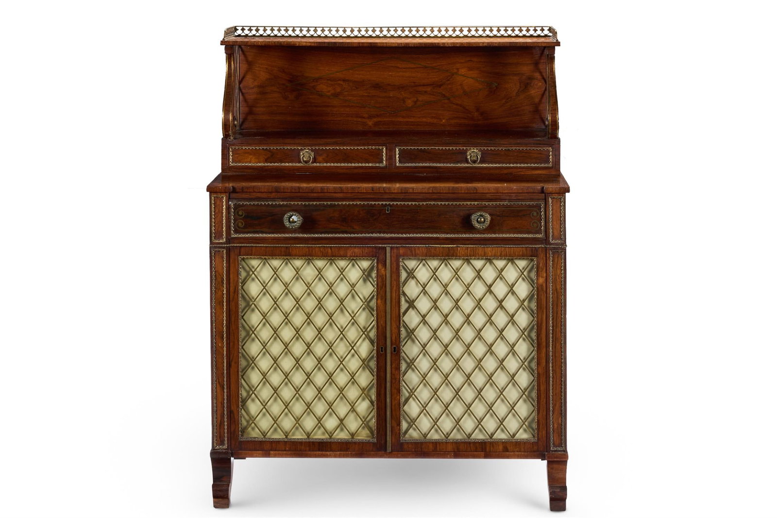 Y A REGENCY BRASS MOUNTED AND INLAID BRAZILIAN ROSEWOOD CHIFONNIER, CIRCA 1815 (1 of 3)