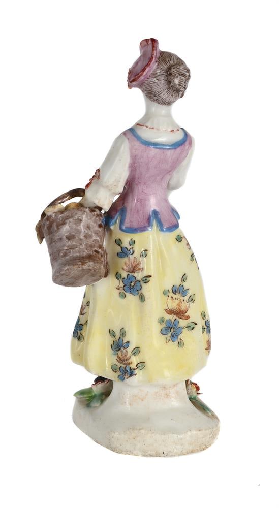 A BOW PORCELAIN MODEL OF A FRUIT SELLER, MID 18TH CENTURY - 2