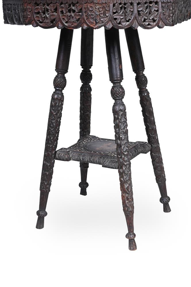 Y AN ANGLO-INDIAN CARVED PADOUK OCTAGONAL TEA OR OCCASIONAL TABLE, 19TH CENTURY - 4
