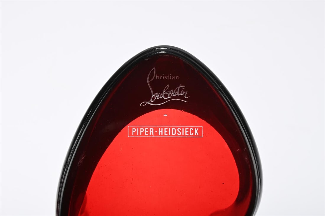 CHRISTIAN LOUBOUTIN, FOUR RED CHAMPAGNE CRYSTAL STILETTO FLUTES, CONTEMPORARY - 5