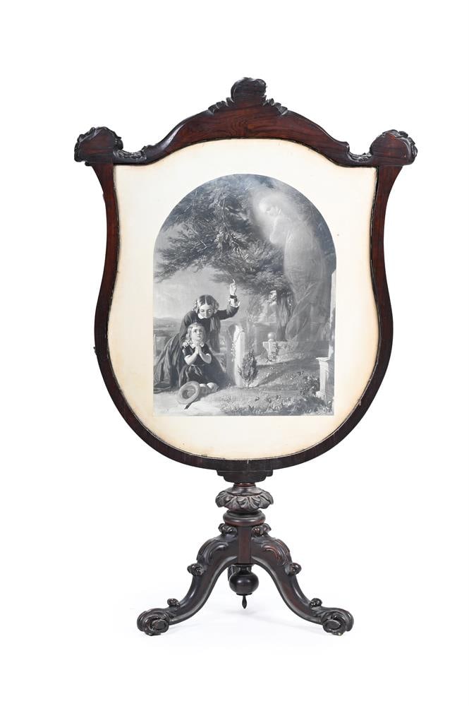 Y A VICTORIAN INDIAN ROSEWOOD TRIPOD SCREEN, CIRCA 1865 - 2