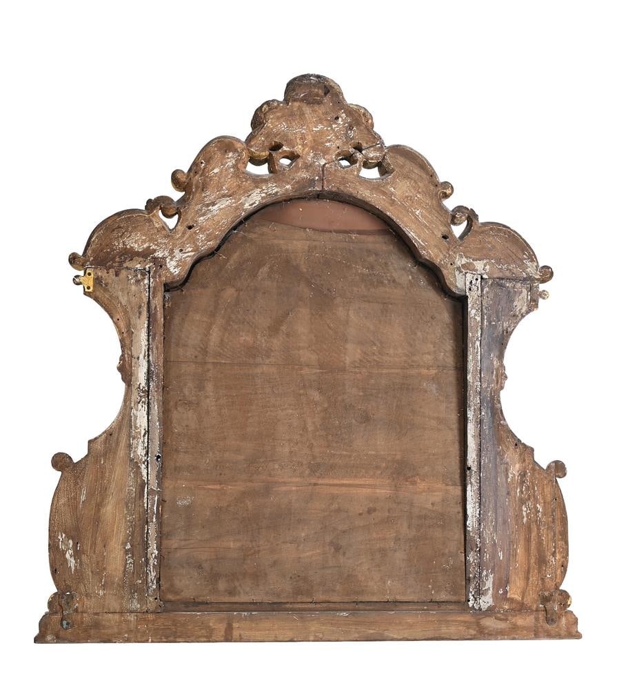A LARGE CARVED WOOD AND GILT GESSO WALL MIRROR, ITALIAN, 19TH CENTURY - 2