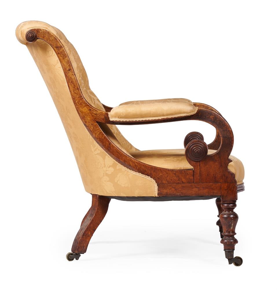 A VICTORIAN OAK FRAMED PARLOUR ARMCHAIR, CIRCA 1850 - 3