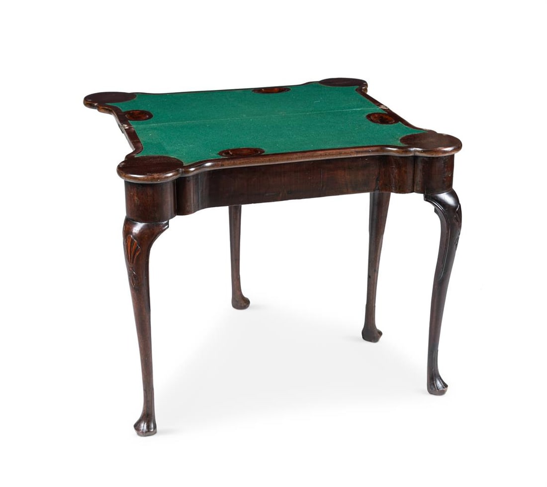 A GEORGE II MAHOGANY FOLDING CARD TABLE, IRISH, CIRCA 1750 - 2