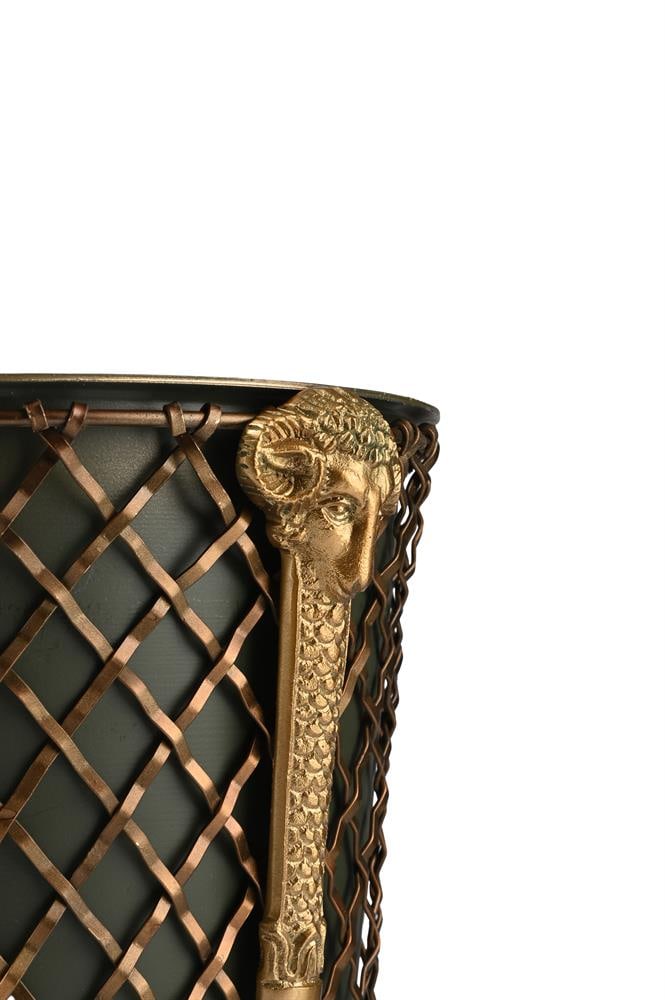 A PAIR OF GILT AND PATINATED WASTE PAPER BASKETS, MODERN - 3