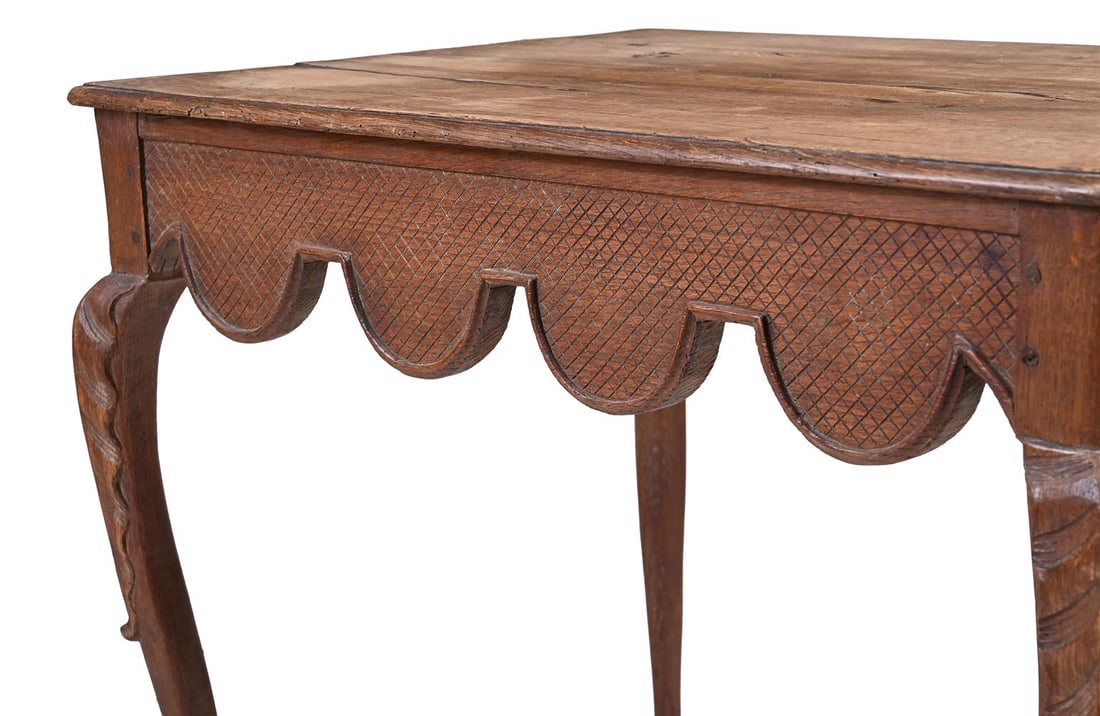 A FRENCH OAK TEA TABLE, IN LOUIS XV STYLE, FIRST HALF 19TH CENTURY AND LATER - 4