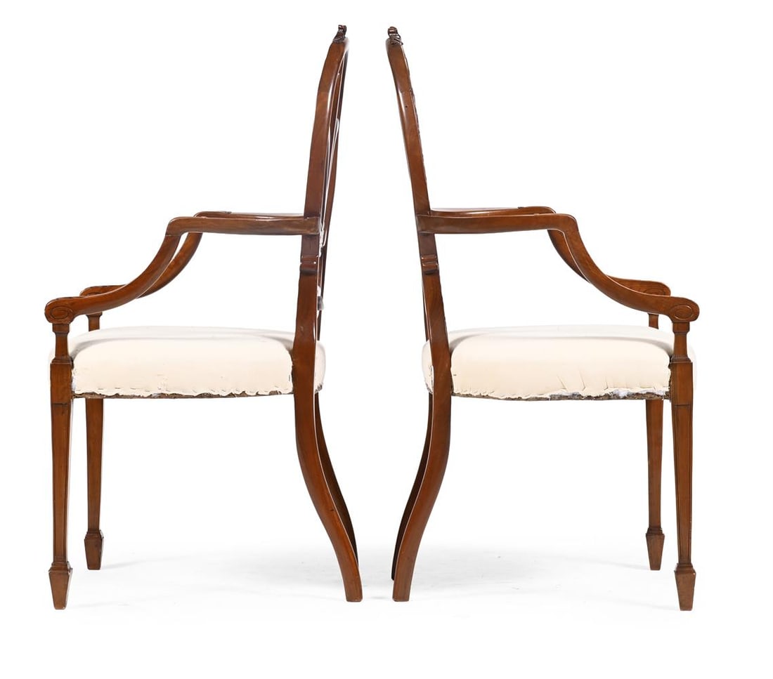 A PAIR OF VICTORIAN SOLID SATINWOOD ARMCHAIRS, IN GEORGE III STYLE, LATE 19TH OR EARLY 20TH CENTURY - 3