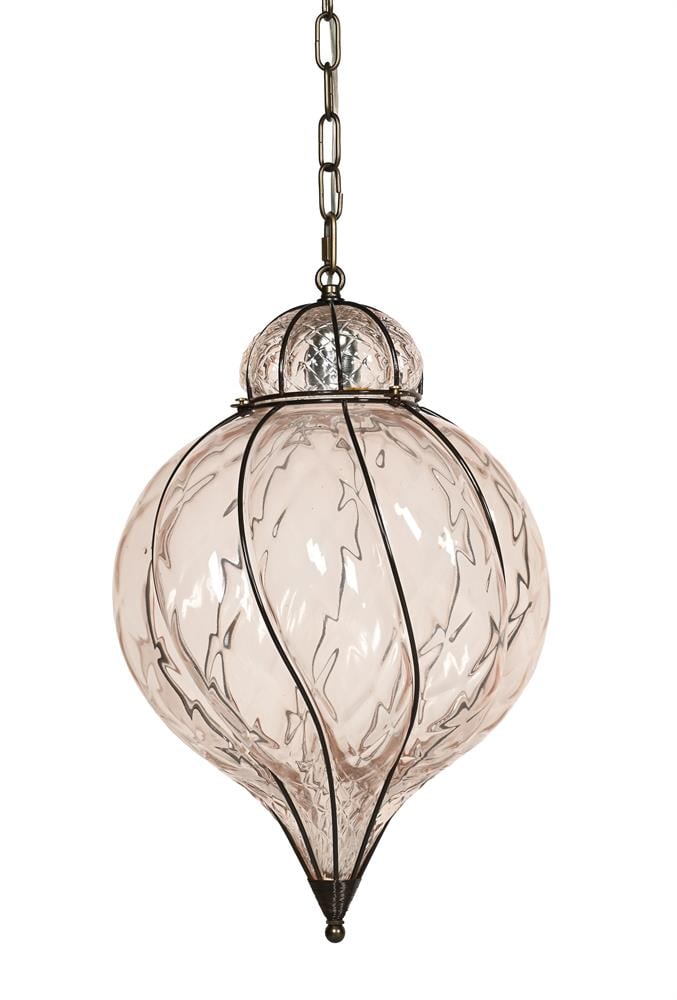 A VENETIAN GLASS HANGING LANTERN WITH METAL FRAME, 20TH CENTURY - 2