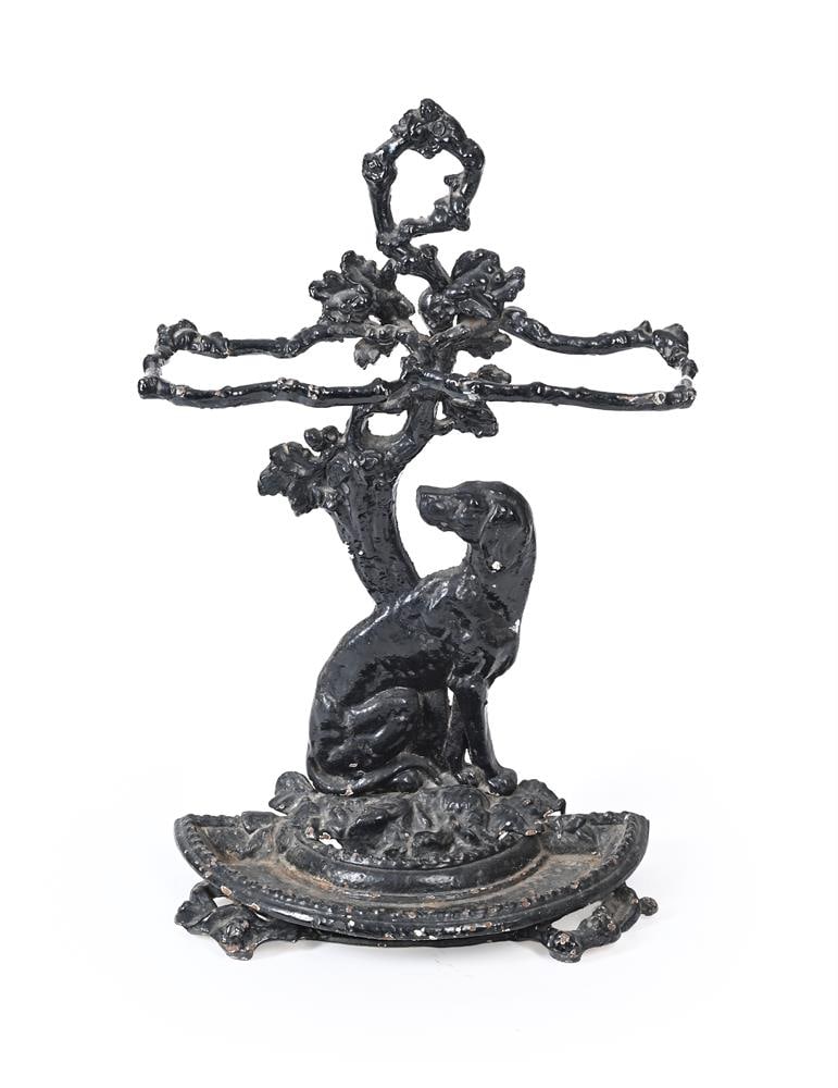 A VICTORIAN CAST IRON STICKSTAND, LATE 19TH CENTURY: A VICTORIAN CAST IRON STICKSTAND LATE 19TH CENTURY 74cm high, 42cm wide overall, 22cm deep Condition Report: PLEASE NOTE: ALL LOTS ARE LOCATED AT SACKVILLE WEST STORAGE IN ANDOVER (SP10 3SA)