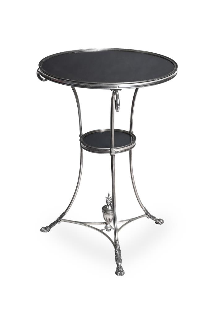 A SILVERED GUERIDON IN FRENCH EMPIRE STYLE, 20TH CENTURY: A SILVERED GUERIDON IN FRENCH EMPIRE STYLE, 20TH CENTURY 71cm high, 51cm diameter Condition Report: PLEASE NOTE: ALL LOTS ARE LOCATED AT SACKVILLE WEST STORAGE IN