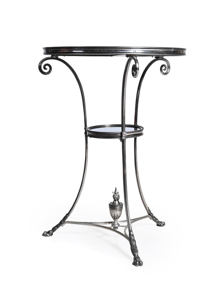 A SILVERED GUERIDON IN FRENCH EMPIRE STYLE, 20TH CENTURY - 3