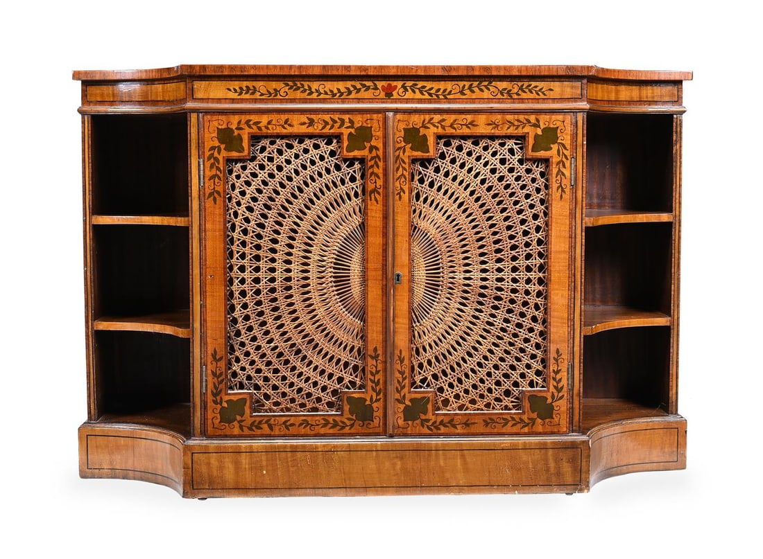 A PAINTED SATINWOOD SIDE CABINET OR BOOKCASE, IN GEORGE III STYLE, 20TH CENTURY - 2