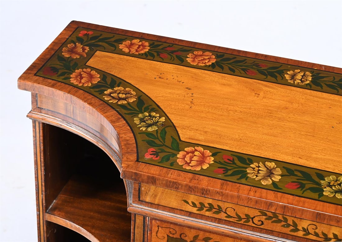 A PAINTED SATINWOOD SIDE CABINET OR BOOKCASE, IN GEORGE III STYLE, 20TH CENTURY - 3