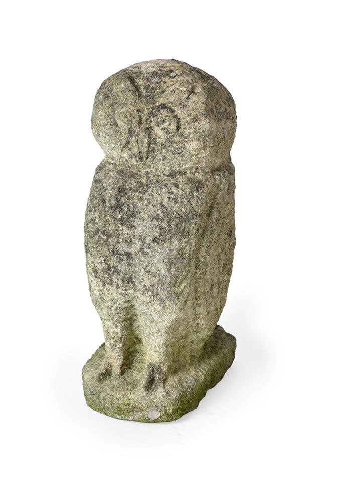 A SMALL CARVED STONE OWL, 19TH OR 20TH CENTURY - 2