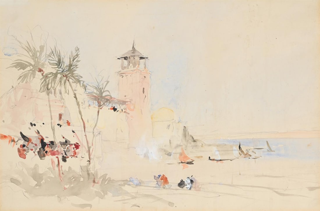 HERCULES BRABAZON BRABAZON (BRITISH 1821-1906), A VILLAGE IN NORTH AFRICA - 2