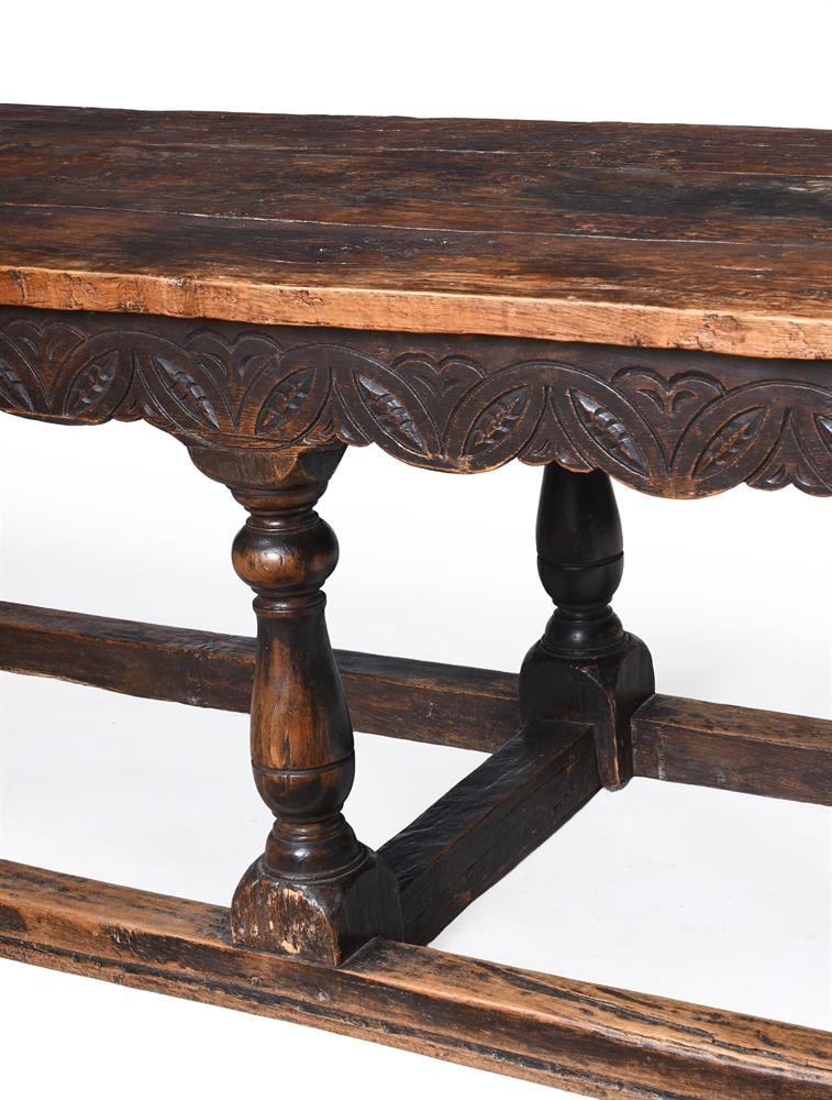 AN OAK REFECTORY TABLE, 17TH CENTURY AND LATER - 3