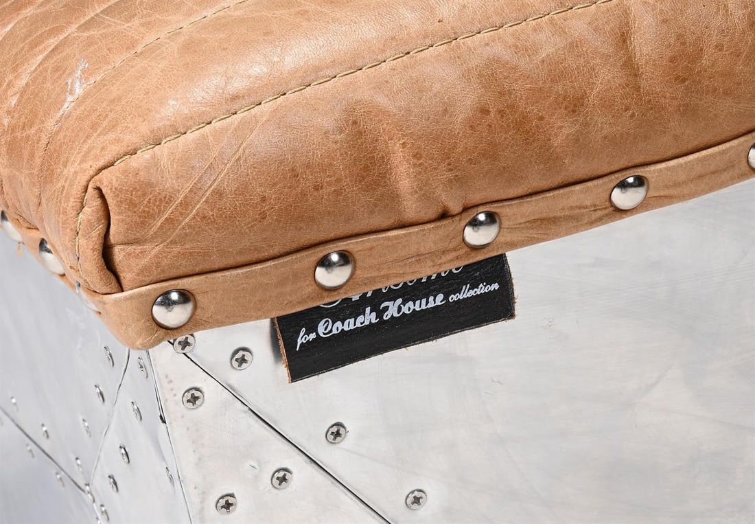 AN AVIATOR STYLE ARMCHAIR AND OTTOMAN, 21ST CENTURY/MODERN - 2