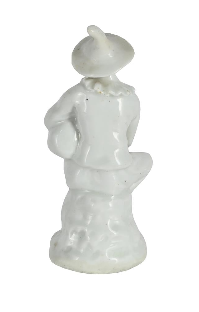 A BOW WHITE PORCELAIN FIGURE OF A HARLEQUIN FROM THE COMMEDIA DELL'ARTE, CIRCA 1752 - 2