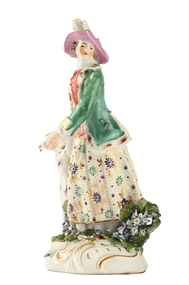 A PAIR OF DERBY FIGURES OF A SPORTSMAN AND HIS COMPANION, CIRCA 1770, TOGETHER WITH ANOTHER - 5