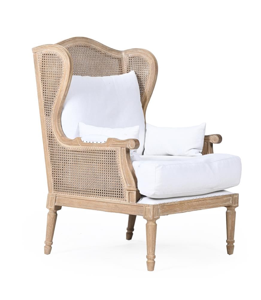 A LIMED OAK BERGERE ARMCHAIR BY CHAIRS LIMITED, IN LOUIS XVI STYLE, MODERN: A LIMED OAK BERGERE ARMCHAIR BY CHAIRS LIMITED IN LOUIS XVI STYLE, MODERN With double layered woven can panels to the back, sides and arms 119cm wide, 74cm wide, 90cm deep, 54cm