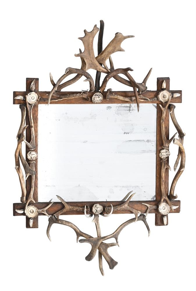 AN ANTLER MOUNTED WALL MIRROR, AUSTRIAN, CIRCA 1890 (1 of 2)