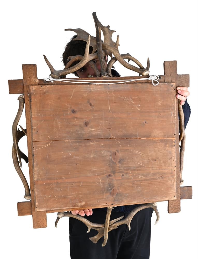 AN ANTLER MOUNTED WALL MIRROR, AUSTRIAN, CIRCA 1890 - 2