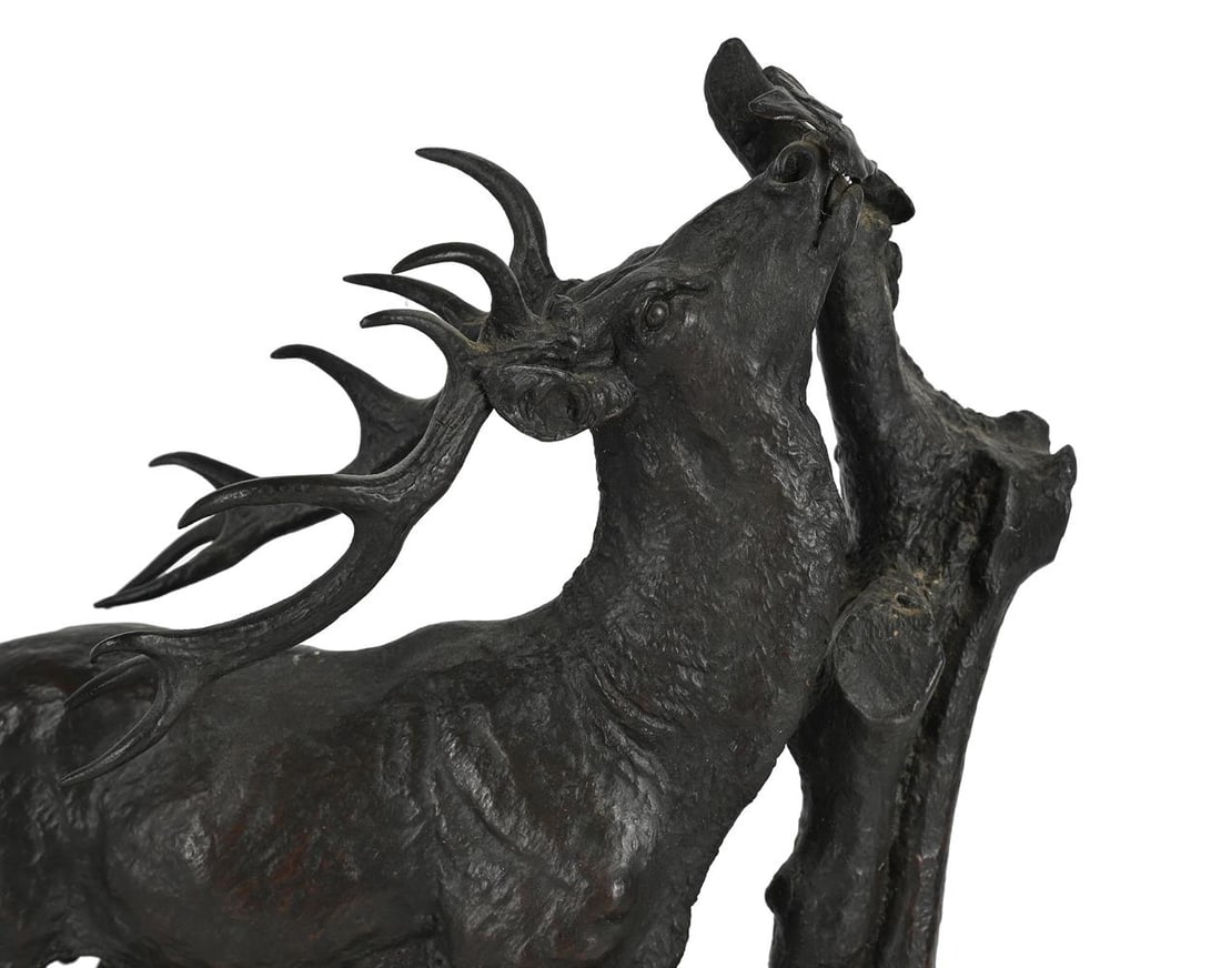 AFTER PIERRE JULES MENE (1810-1879), AN ANIMALIER BRONZE 'CERF A LA BRANCHE' - 4