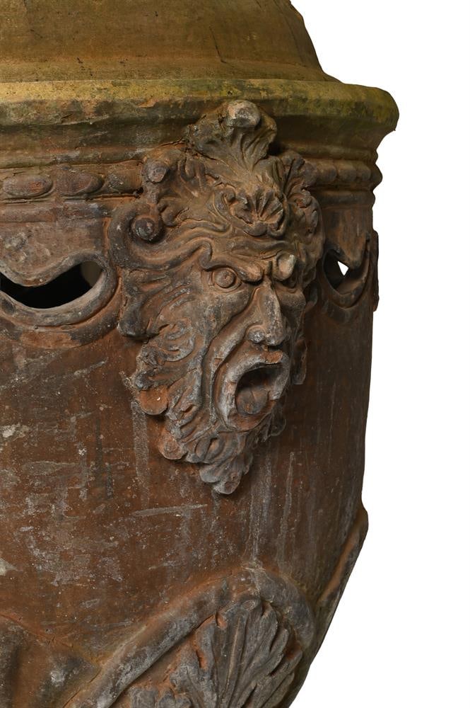 A PAIR OF ITALIAN TERRACOTTA URN FORM BRAZIERS, CIRCA 1890 - 4