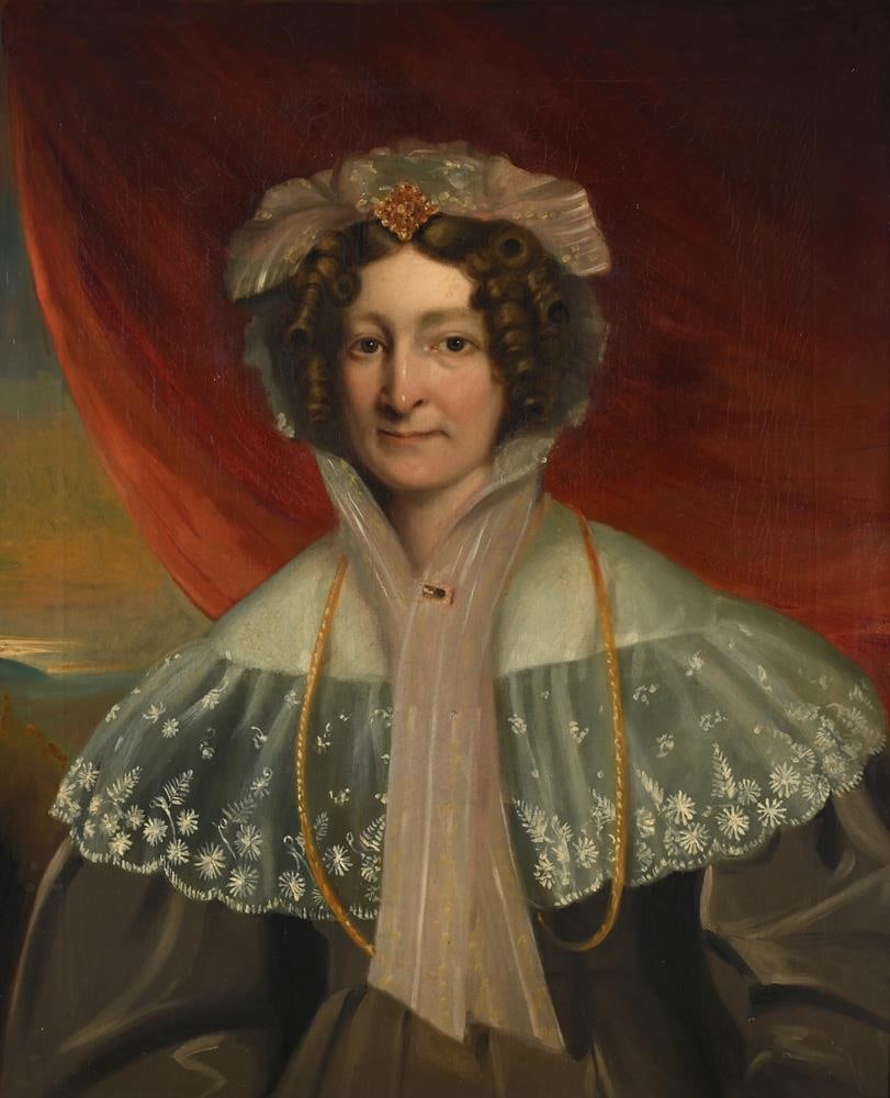 ENGLISH SCHOOL (19TH CENTURY), PORTRAIT OF LADY WEARING LACE CAP AND BROWN DRESS - 2