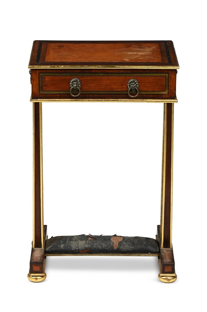Y A REGENCY ROSEWOOD CROSSBANDED AND BRASS INLAID, MAPLE WORK TABLE, CIRCA 1810 - 2