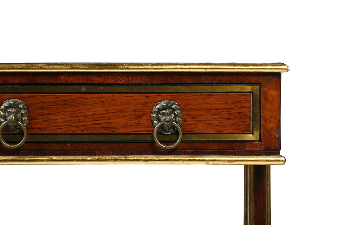 Y A REGENCY ROSEWOOD CROSSBANDED AND BRASS INLAID, MAPLE WORK TABLE, CIRCA 1810 - 3