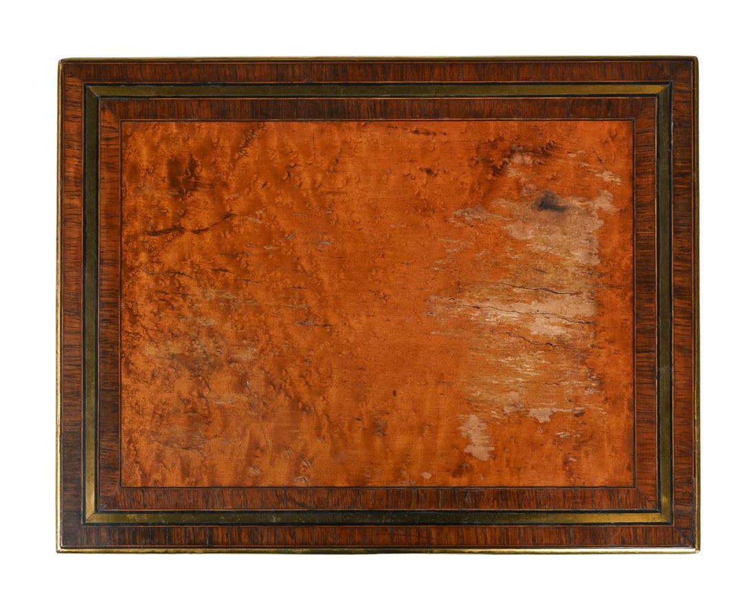 Y A REGENCY ROSEWOOD CROSSBANDED AND BRASS INLAID, MAPLE WORK TABLE, CIRCA 1810 - 4