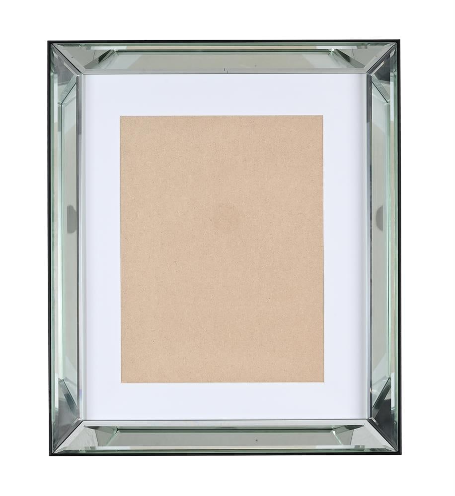 A GROUP OF FIVE EBONISED AND BEVELL MIRRORED PICTURE FRAMES, IN TWO SIZES, OF RECENT MANUFACTURE - 3