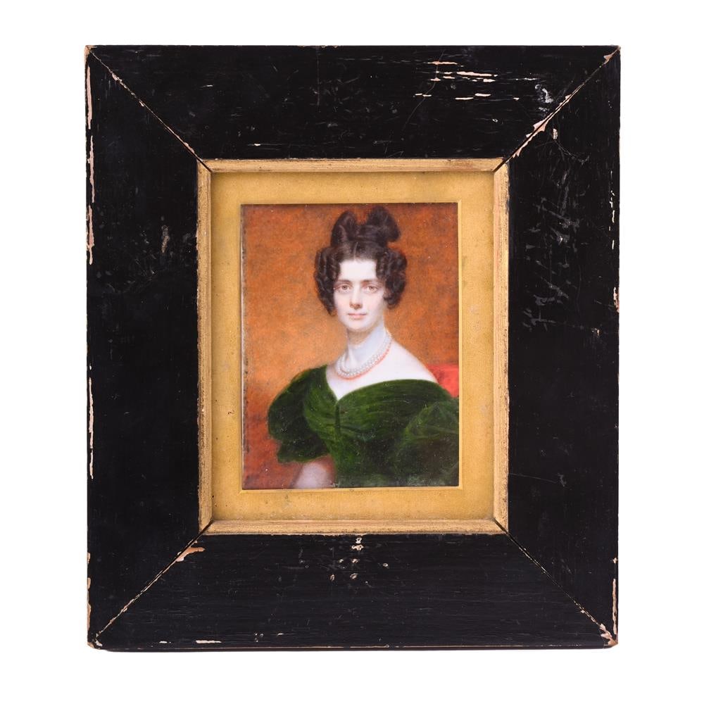 Y AFTER W J NEWTON, PORTRAIT MINIATURE OF ANNE CHICHESTER (1803-1834), CIRCA 1835: Y AFTER W J NEWTON- PORTRAIT MINIATURE OF ANNE CHICHESTER (1803-1834) CIRCA 1835 Watercolour on ivory, set in a glazed ebonised wood frame, extensive biographical details to