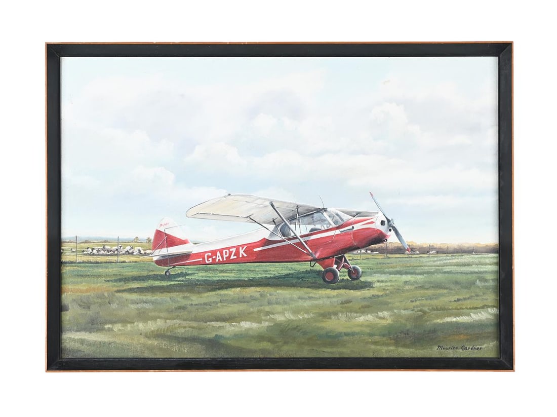 λ MAURICE VICTOR GARDNER (BRITISH 1926-?), A PIPER PAWNWEE IN A FIELD: λ MAURICE VICTOR GARDNER (BRITISH 1926-?) A PIPER PAWNWEE IN A FIELD Oil on canvas-board Signed (lower right) 44 x 64.5cm (17¼ x 25¼in.) 