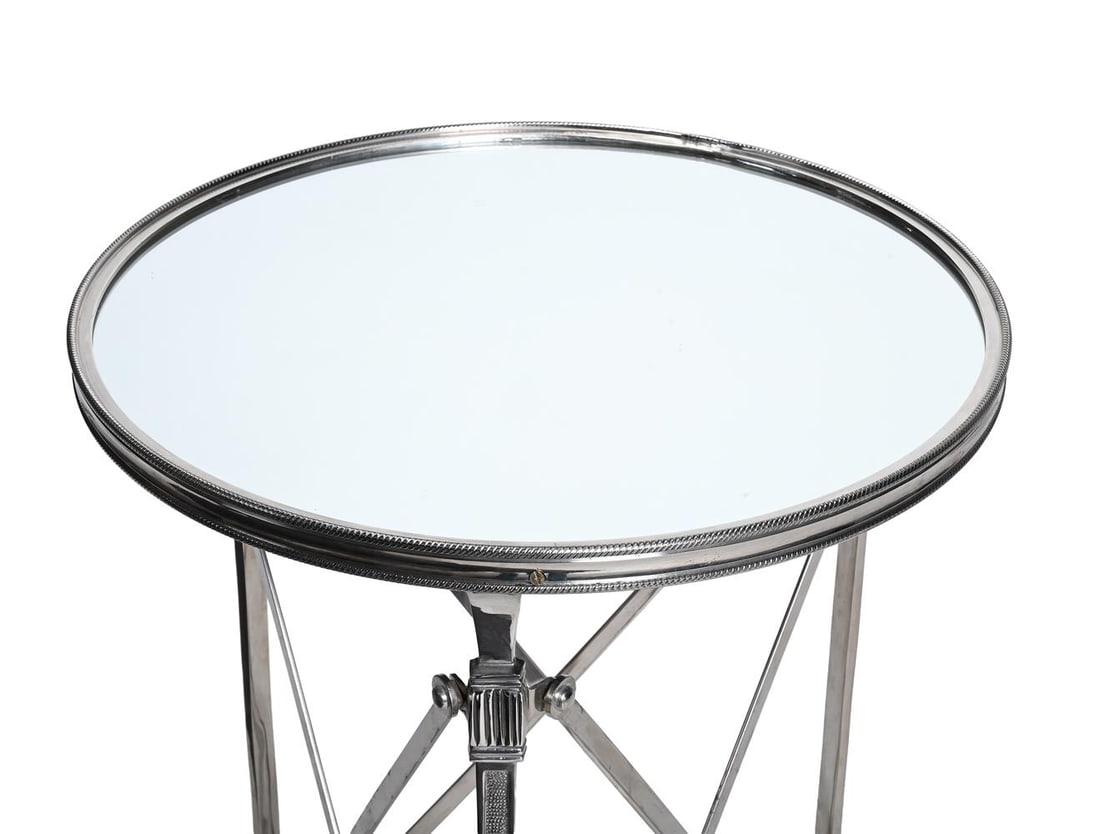 A PAIR OF SILVERED GUERIDON WITH MIRROR TOPS, IN FRENCH EMPIRE STYLE, MODERN - 2